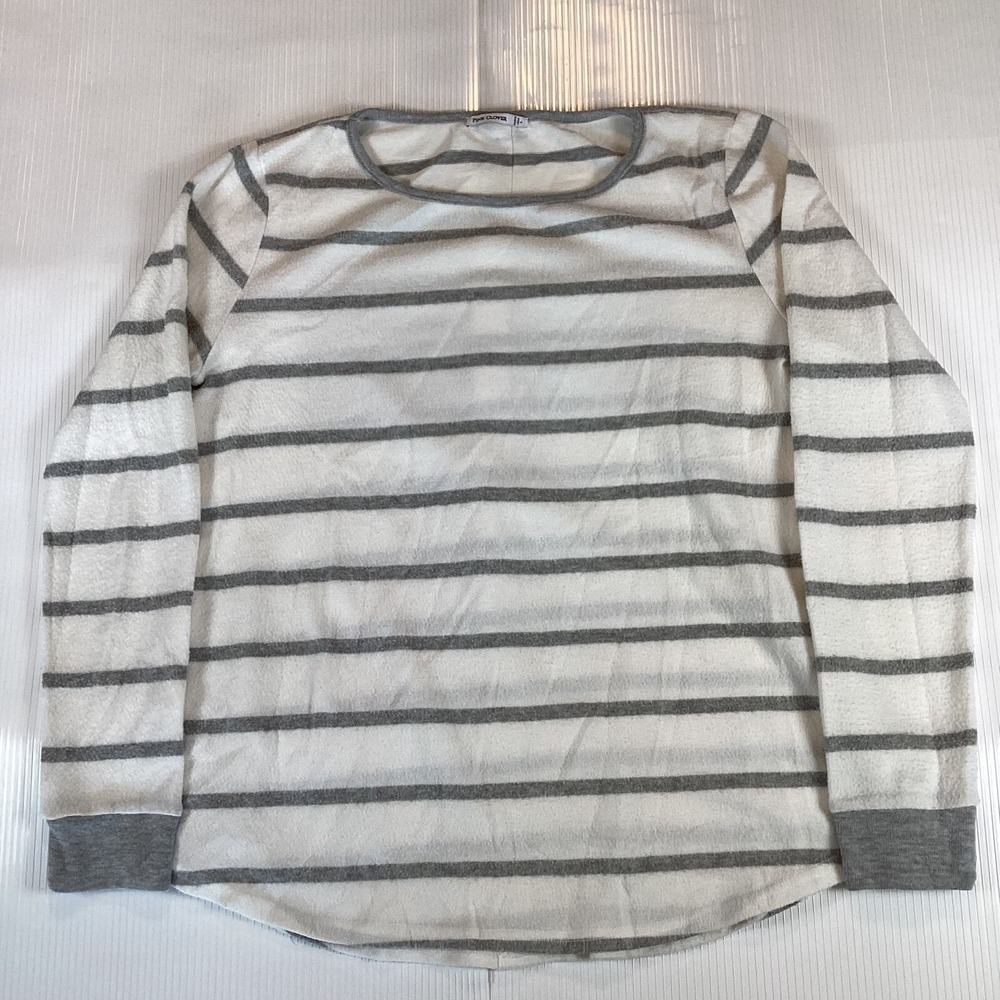 Pink Clover Womens Shirt Top Sz L Large Long Sleeve Crew Neck Striped Soft